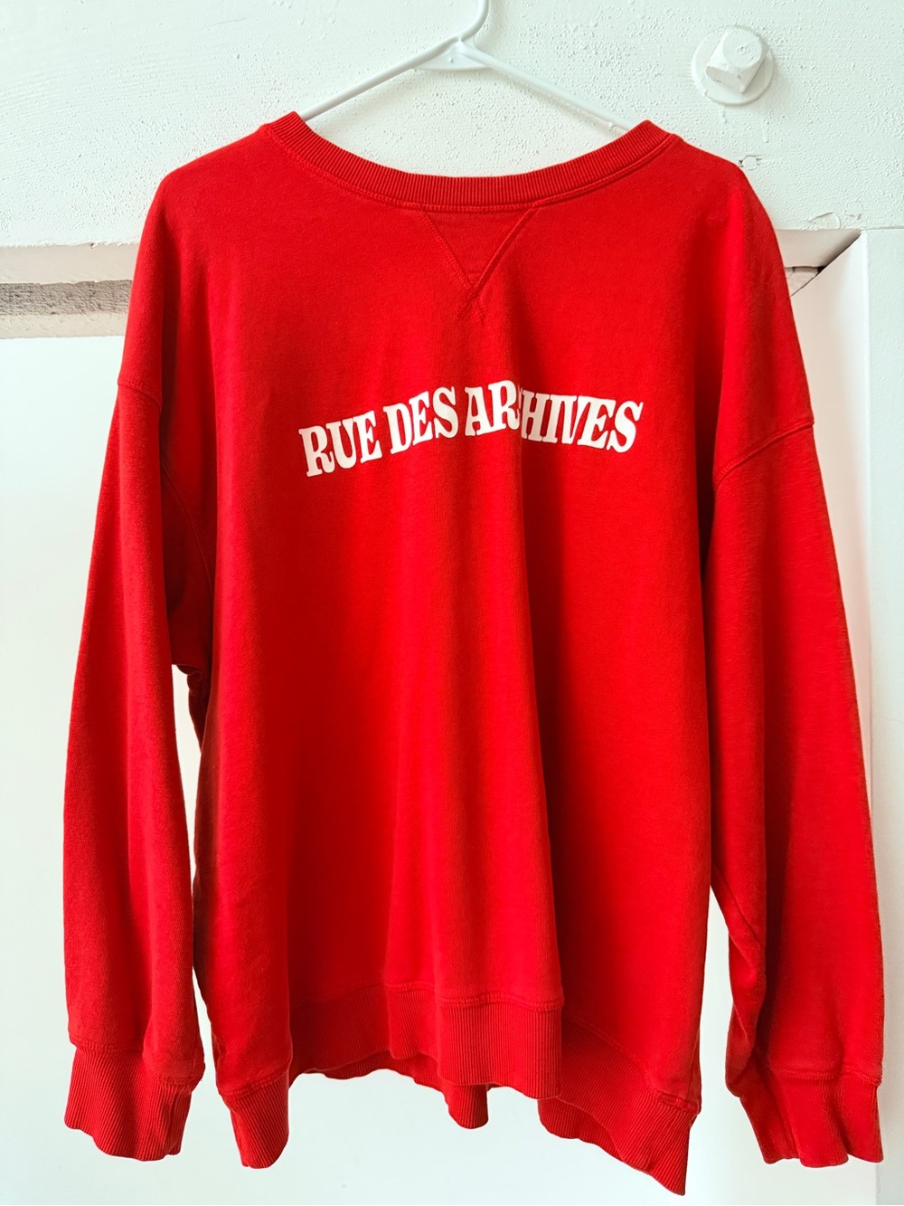 H&M Red Crewneck Sweatshirt with White Arch Logo